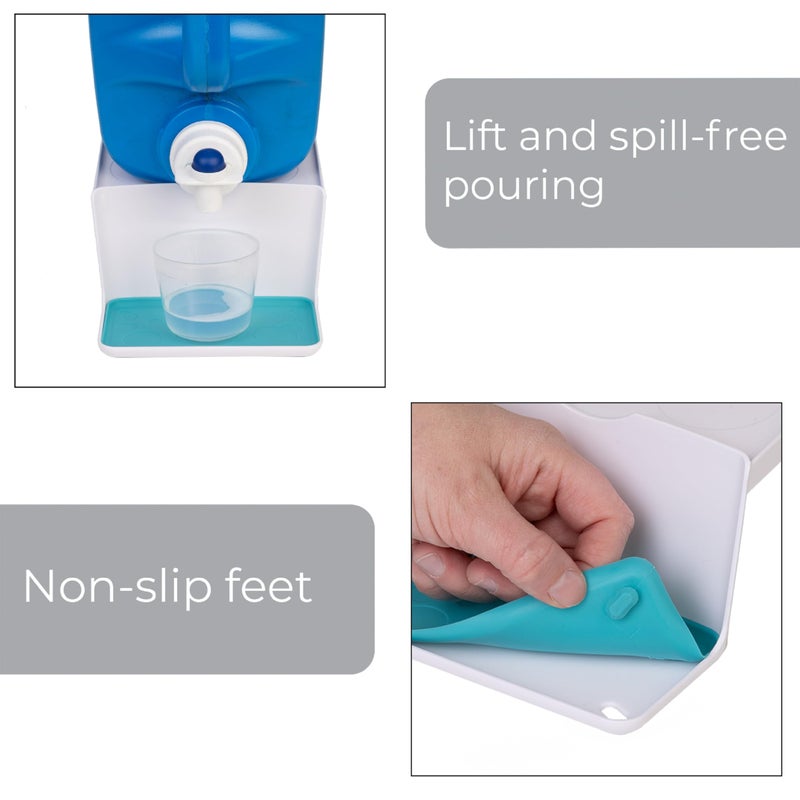 Smart Design Sud Station - Angled Laundry Detergent Organizer - Drip Catcher Tray - Fabric Softener Storage - Soap Dispenser Holder, Cabinet Accessories, Cup Stand Container - 5.8 x 12.7 Inch - White - Image 4